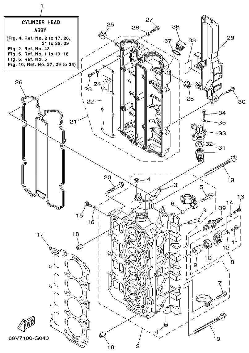 Yamaha 20 CYLINDER & CRANKCASE 2 parts diagram